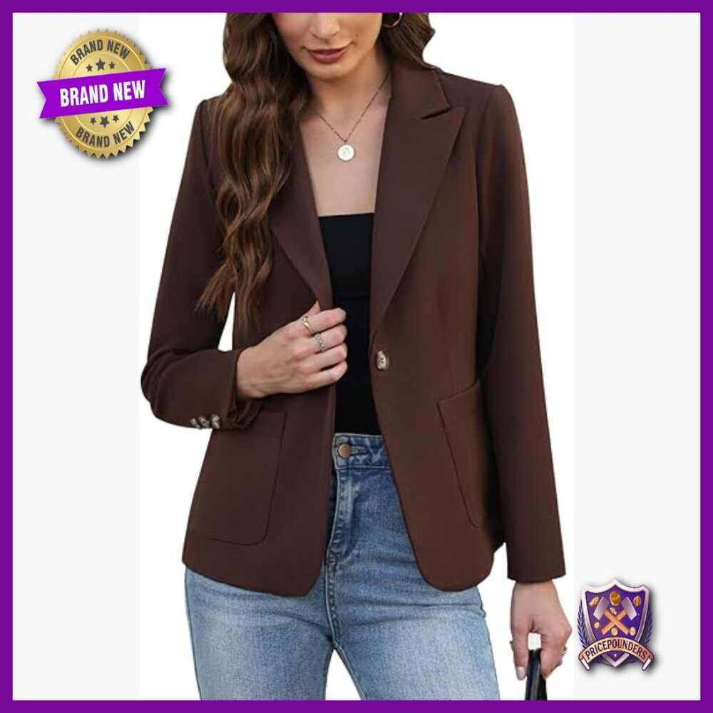 Long Sleeve Solid Blazer Regular Fit Polyester Sp… - image 1